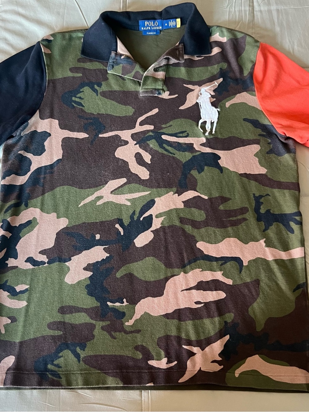 Ralph Lauren Mens Camo Polo with Colorblock Sleeves